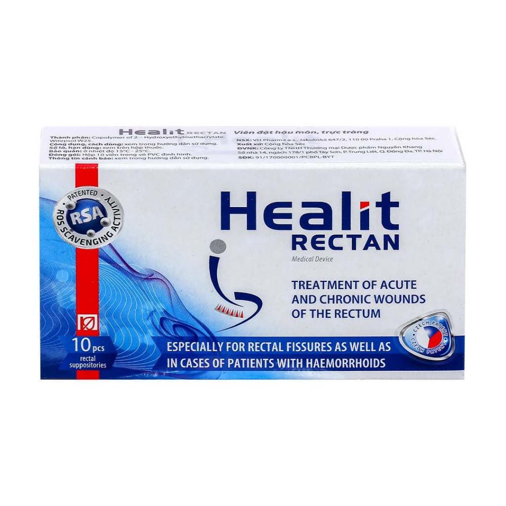 Healit Rectan - Viên Đặt Hậu Môn Hỗ Trợ Giảm Triệu Chứng Nứt Kẽ và Tr.ĩ (Hộp 10 Viên) cz pharma