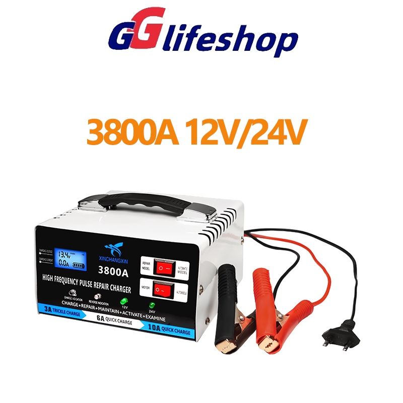 400A/800A/3800A Sạc bình ắc quy ô tô xe máy 12V 24V Sạc bình ắc quy ô tô xe máy tự ngắt khi đầy chức