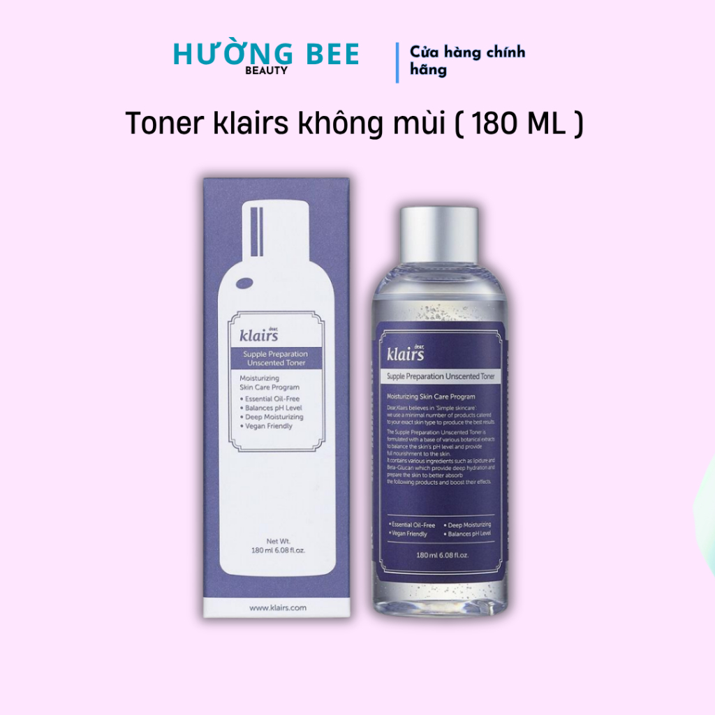[CTY] Nước hoa hồng Dear, Klairs Supple Preparation Unscented Toner 180ml (mới)
