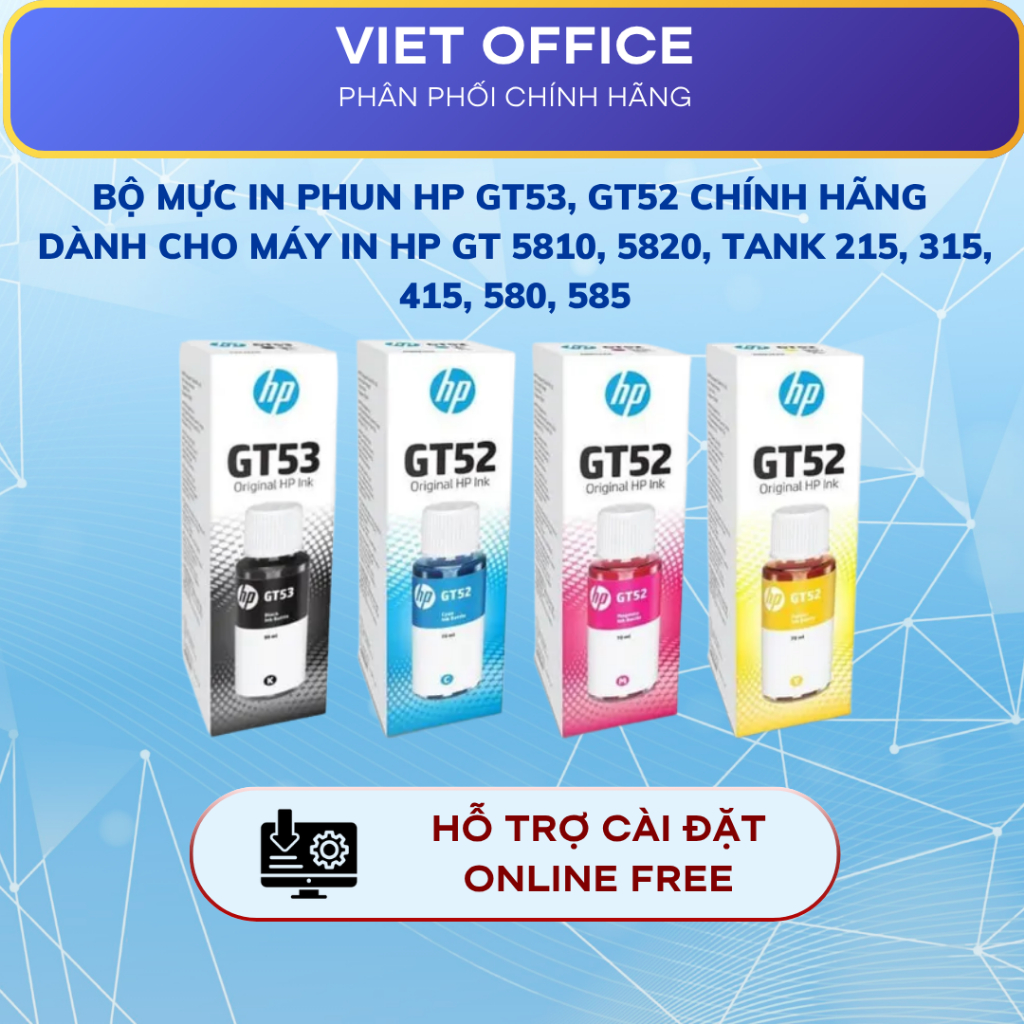 Bộ Mực HP GT53 + GT52 Chính Hãng – In Đẹp, Màu Chuẩn, Dùng Cho HP Ink Tank 215/580/585