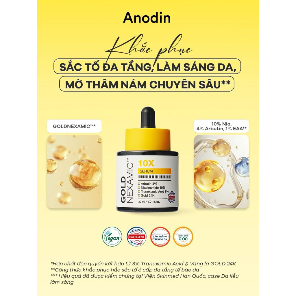SERUM LÀM TRẮNG MỜ THÂM NÁM ANODIN 10X