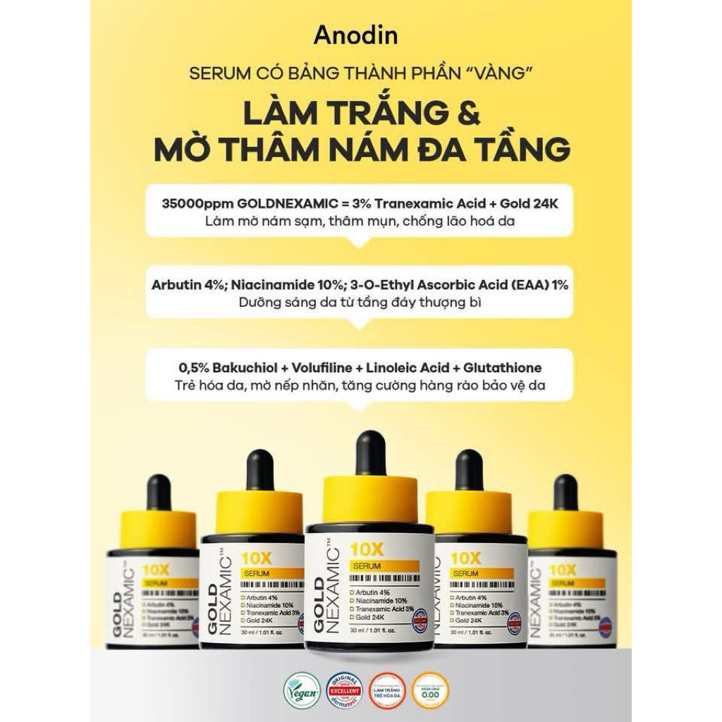 SERUM LÀM TRẮNG MỜ THÂM NÁM ANODIN 10X