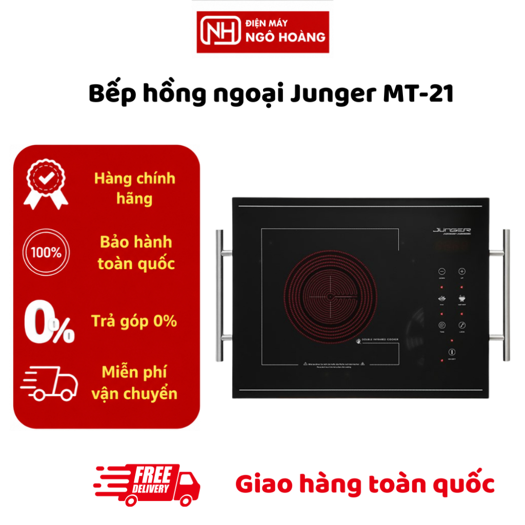 MT21 - Bếp Hồng Ngoại Đơn Junger MT21 2200W Mặt Kính Cao Cấp Điều Khiển Cảm Ứng Chính Hãng