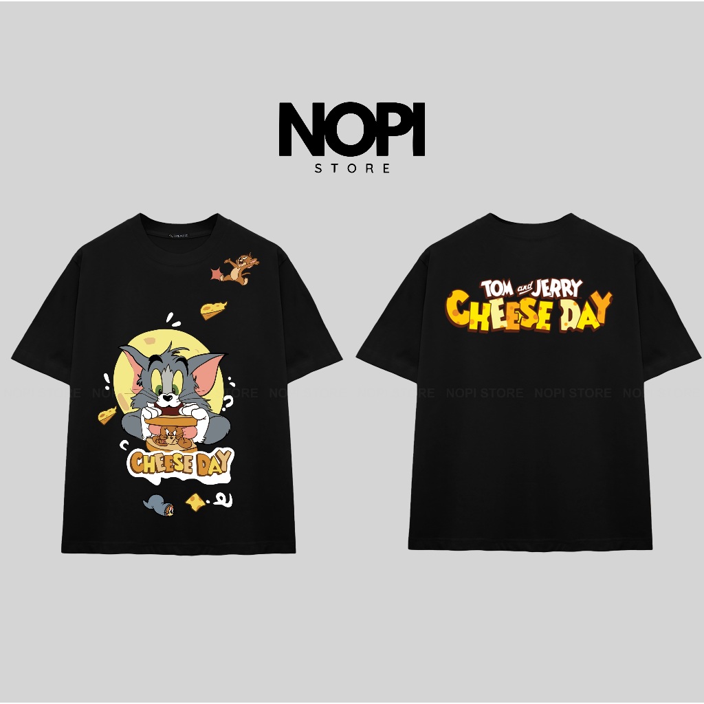 ÁO THUN TOM & JERRY CHEESE FORM RỘNG NAM NỮ UNISEX VẢI COTTON CAO CẤP 280GSM DÀY DẶN - NOPI STORE