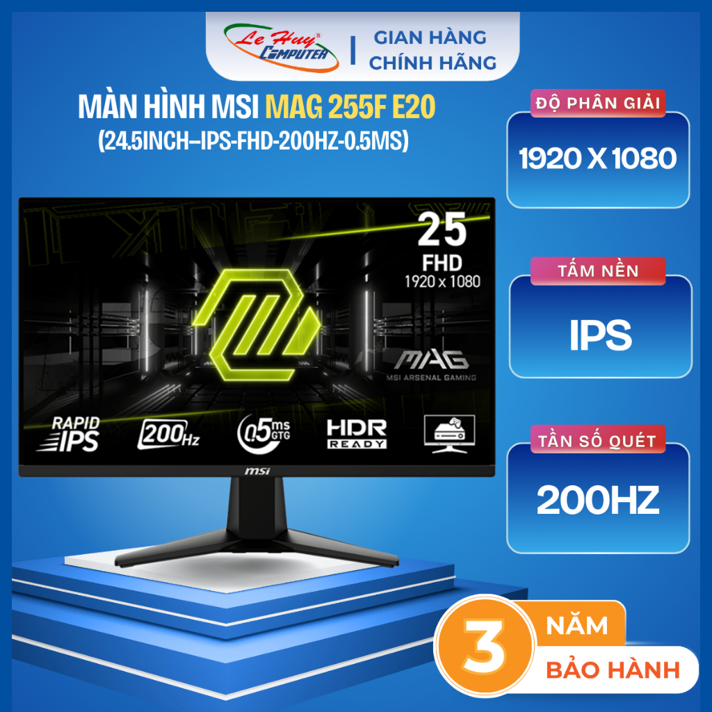 Màn Hình Gaming MSI MAG 255F E20 (24.5 inch - IPS - FHD - 200Hz - 0.5ms) - Hàng Chính Hãng