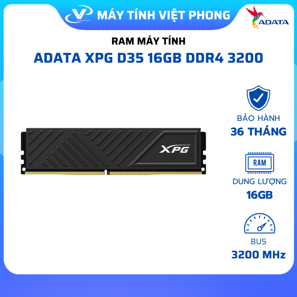 BỘ NHỚ TRONG RAM ADATA XPG GAMMIX D35 16GB (1x16GB) DDR4 3200MHz - CHÍNH HÃNG BẢO HÀNH 36 THÁNG