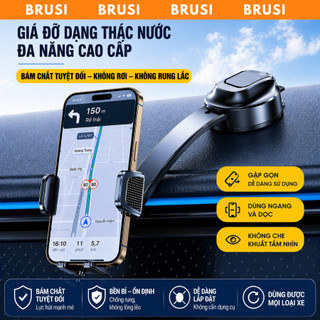 Giá đỡ điện thoại B003 dạng thác nước BRUSI gắn taplo, kính ô tô, không che tầm nhìn xoay 360 độ