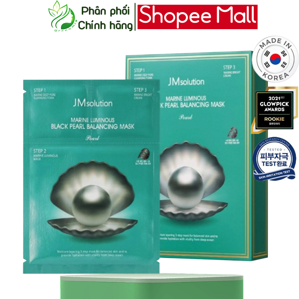 Mặt Nạ JMSolution Ngọc Trai Đen[MIẾNG LẺ]Marine Luminous Black Pearl Balancing Mask Plus Dưỡng Sáng