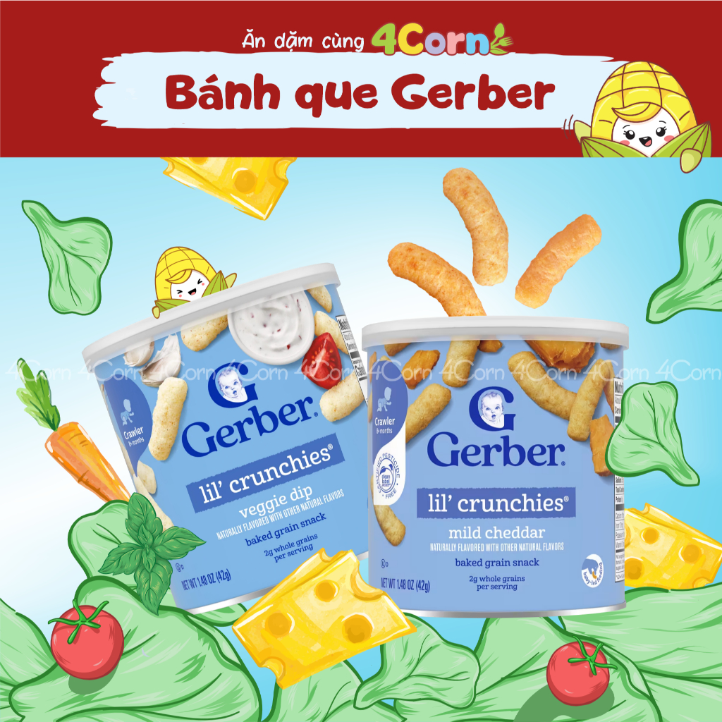 Bánh ăn dặm Gerber Lil Crunchies- Cho bé 8m+
