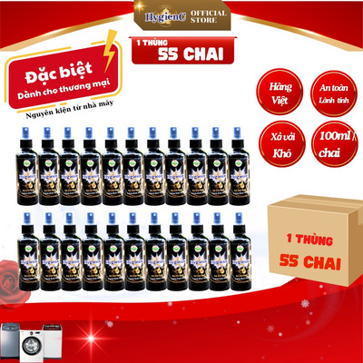 [1 Thùng] 55 Chai Nước xả vải khô HygienC Plus+ dạng xịt - Dung tích 100ml - XVKT1