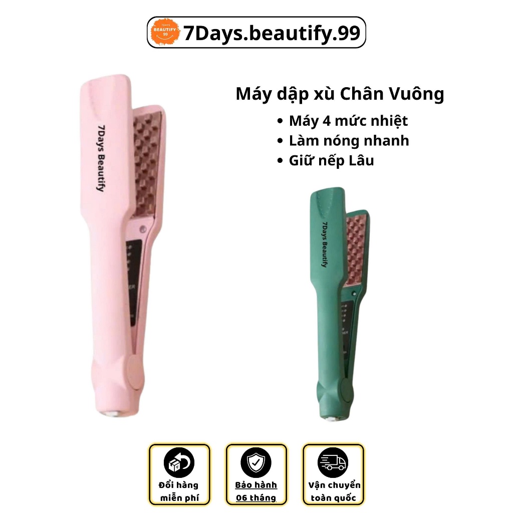 Máy dập xù 7days.Beautify.99 Dập Phồng Chân Tóc Răng Vuông 4 Mức Nhiệt Cao Cấp Không Khô Sơ Tóc