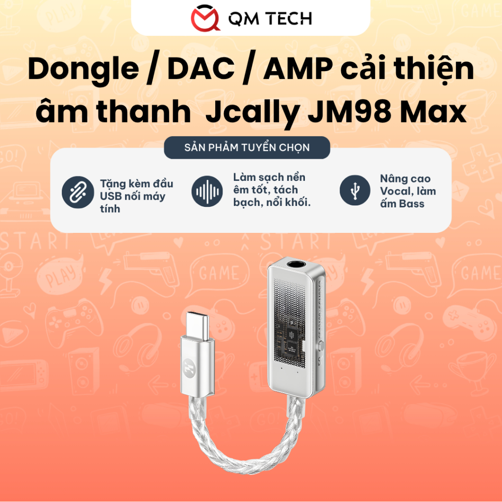 [NEW] JCally JM98 MAX Dongle/DAC Đầu chuyển tai nghe chất lượng cao Type C to 3.5mm | QMTECH STORE
