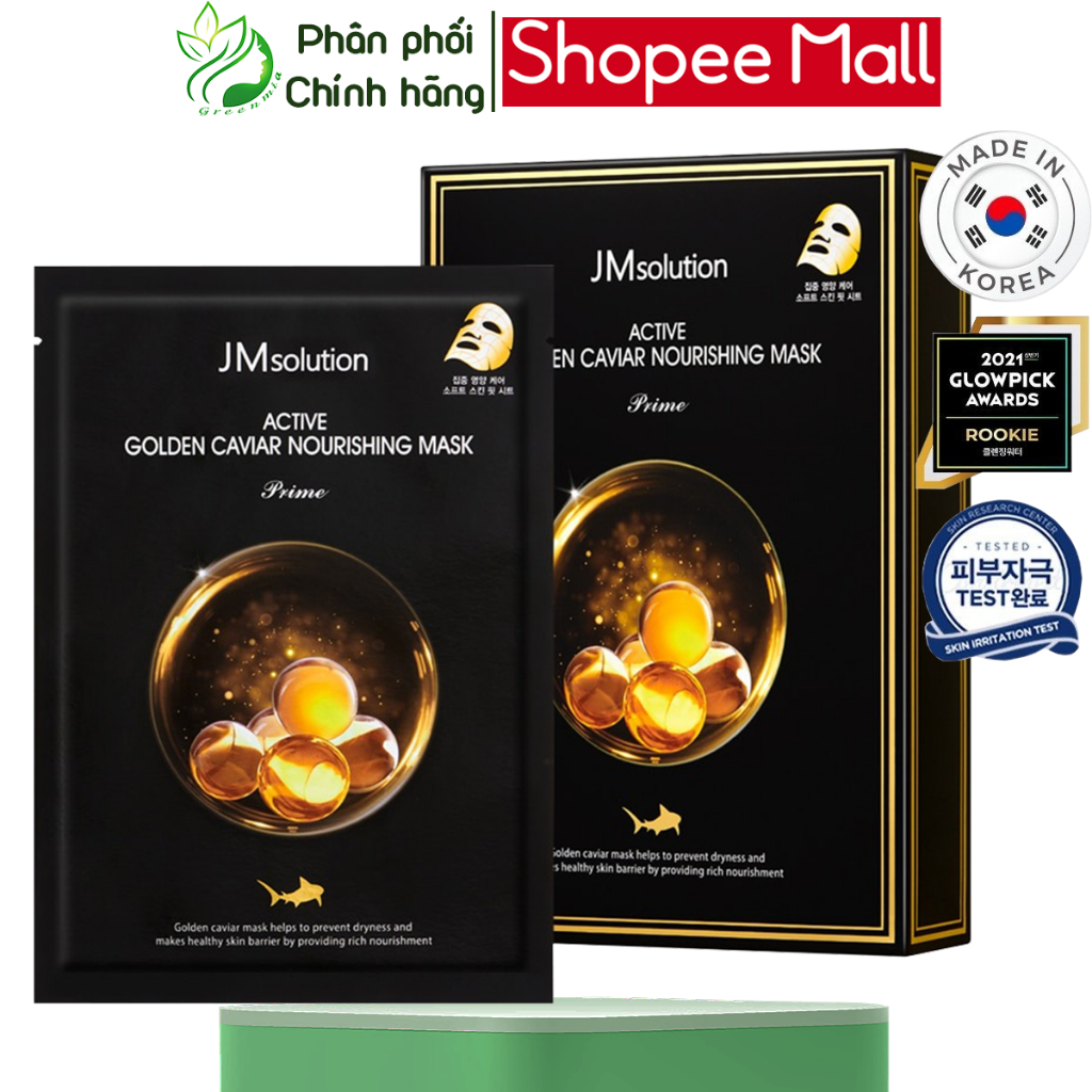 Mặt Nạ JMSolution Trứng Cá Vàng Active Golden Caviar Nourishing 30ml [HỘP 10 MIẾNG] Dưỡng Sáng Da