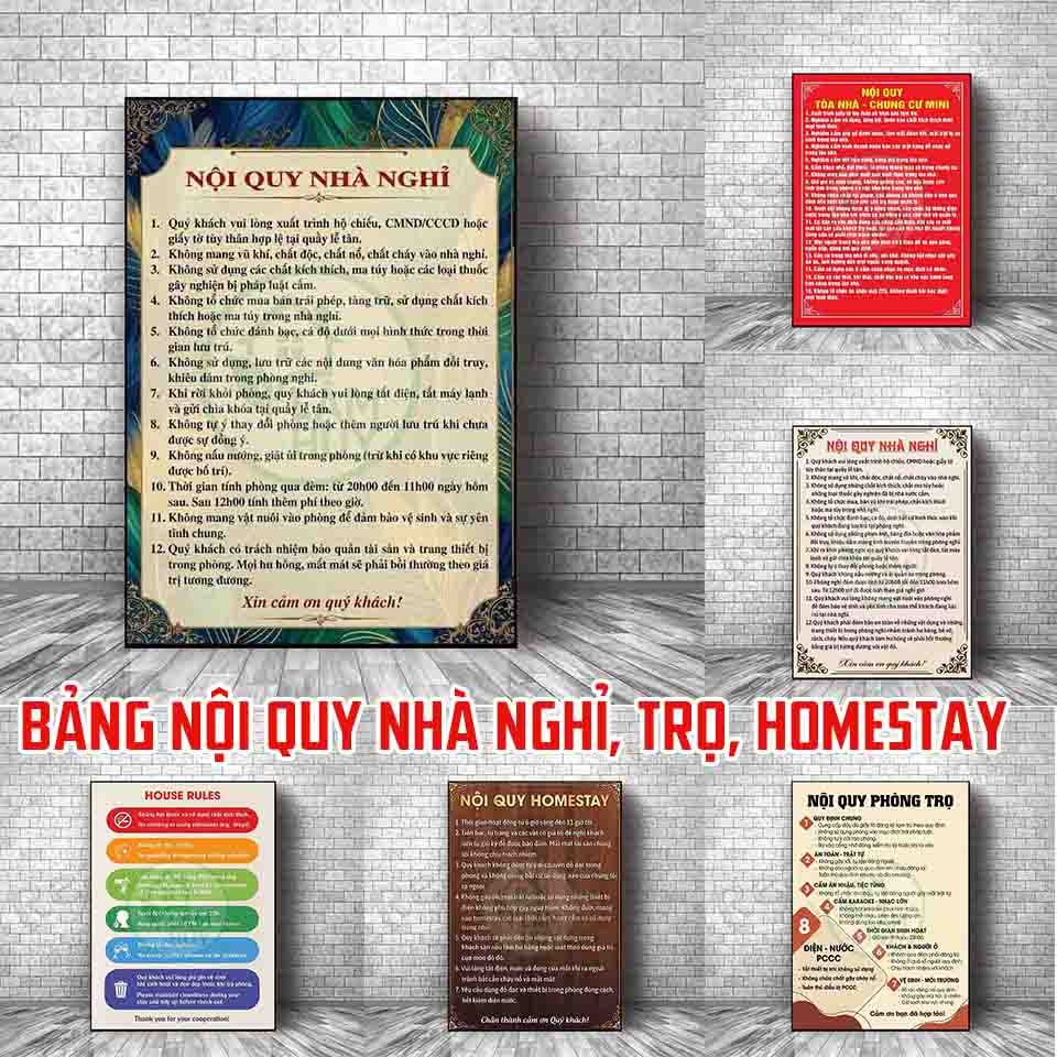 Bảng Nội Quy, Nhà Nghỉ, Nhà Trọ, Khách Sạn Hottel- Tranh Canvas Có khung treo
