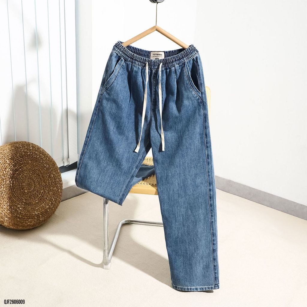 JANSHOP Quần Jean Straight Packing, Chất Denim Wash, Form Ống Suông Hiện Đại, Cá Tính