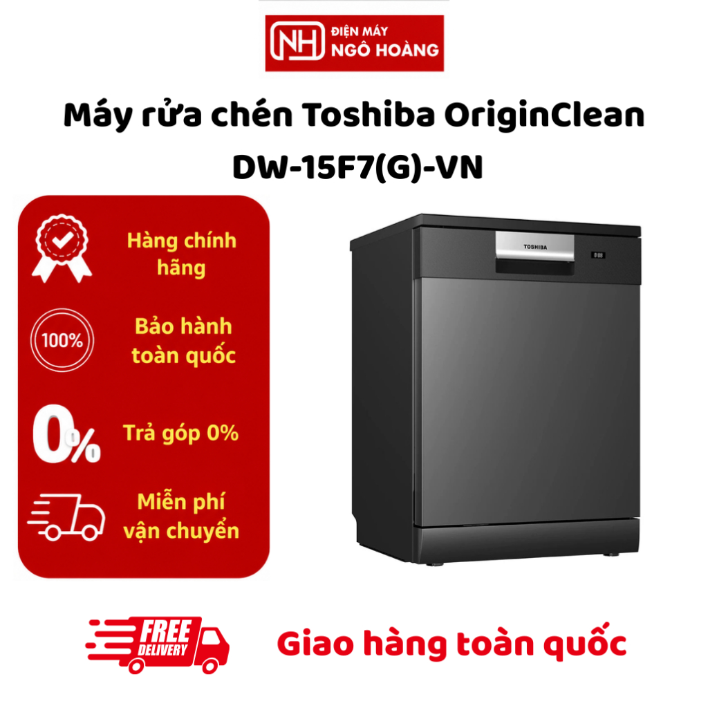 DW-15F7(G)-VN - ( Tặng quạt )Máy Rửa Chén Toshiba OriginClean™ DW-15F7(G)-VN 15 Bộ Điều Khiển Cảm Ứn