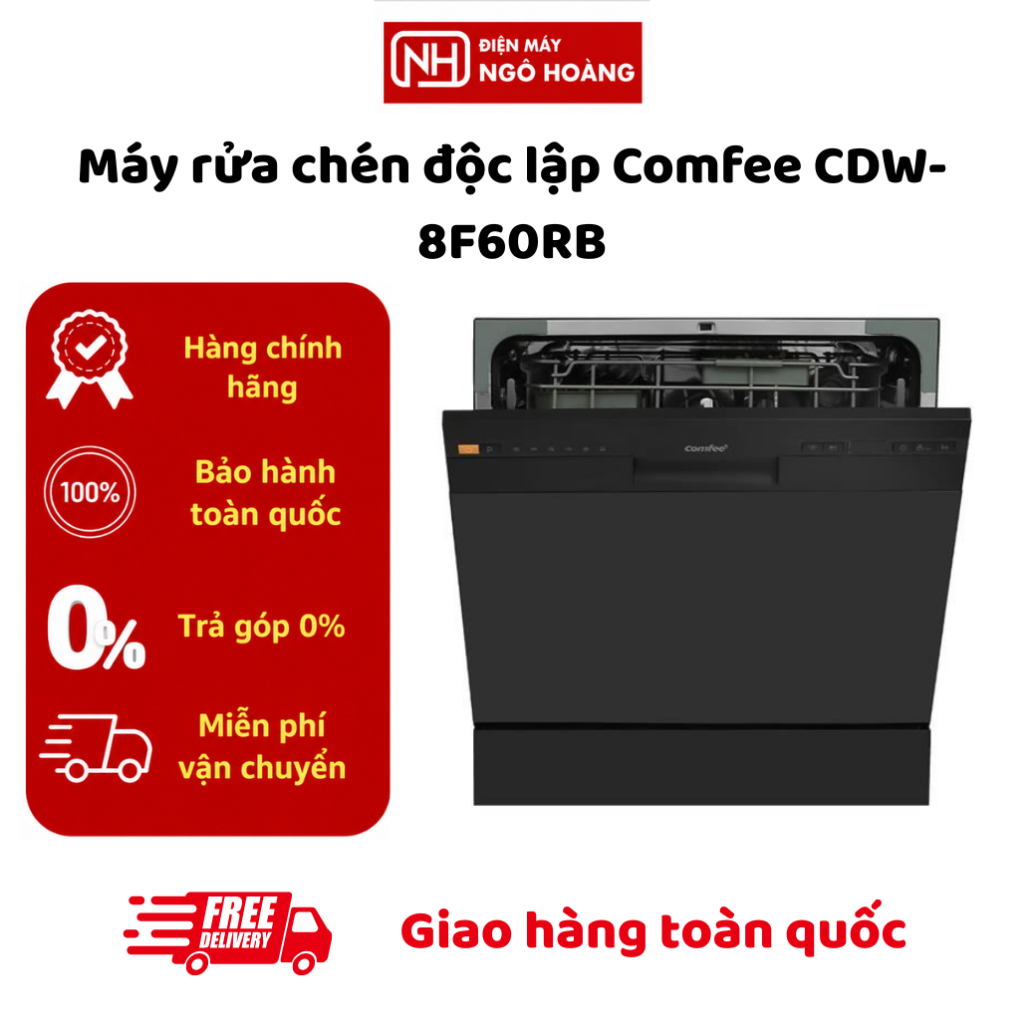 CDW-8F60RB - Máy Rửa Chén Độc Lập Comfee CDW-8F60RB 8 Bộ Điều Khiển Cảm Ứng Thiết Kế Hiện Đại Chính 