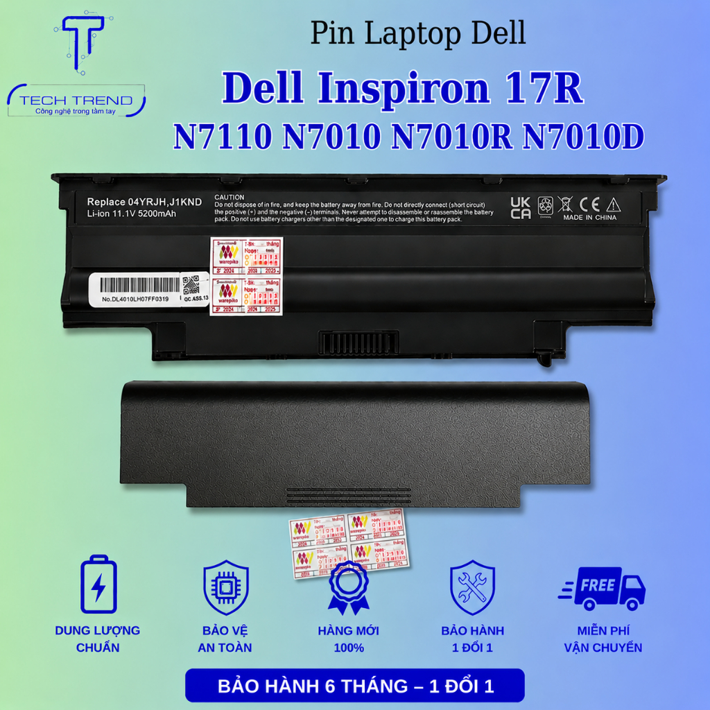 Pin laptop tương thích Dell Inspiron 17R N7110 N7010 N7010R N7010D new