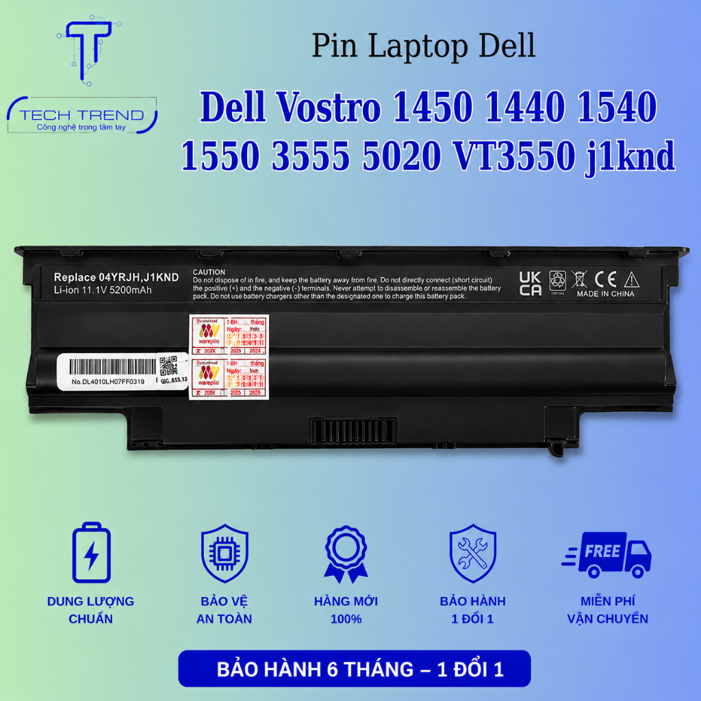 Pin laptop tương thích Dell Vostro 1450 1440 1540 1550 3555 5020 VT3550 j1knd