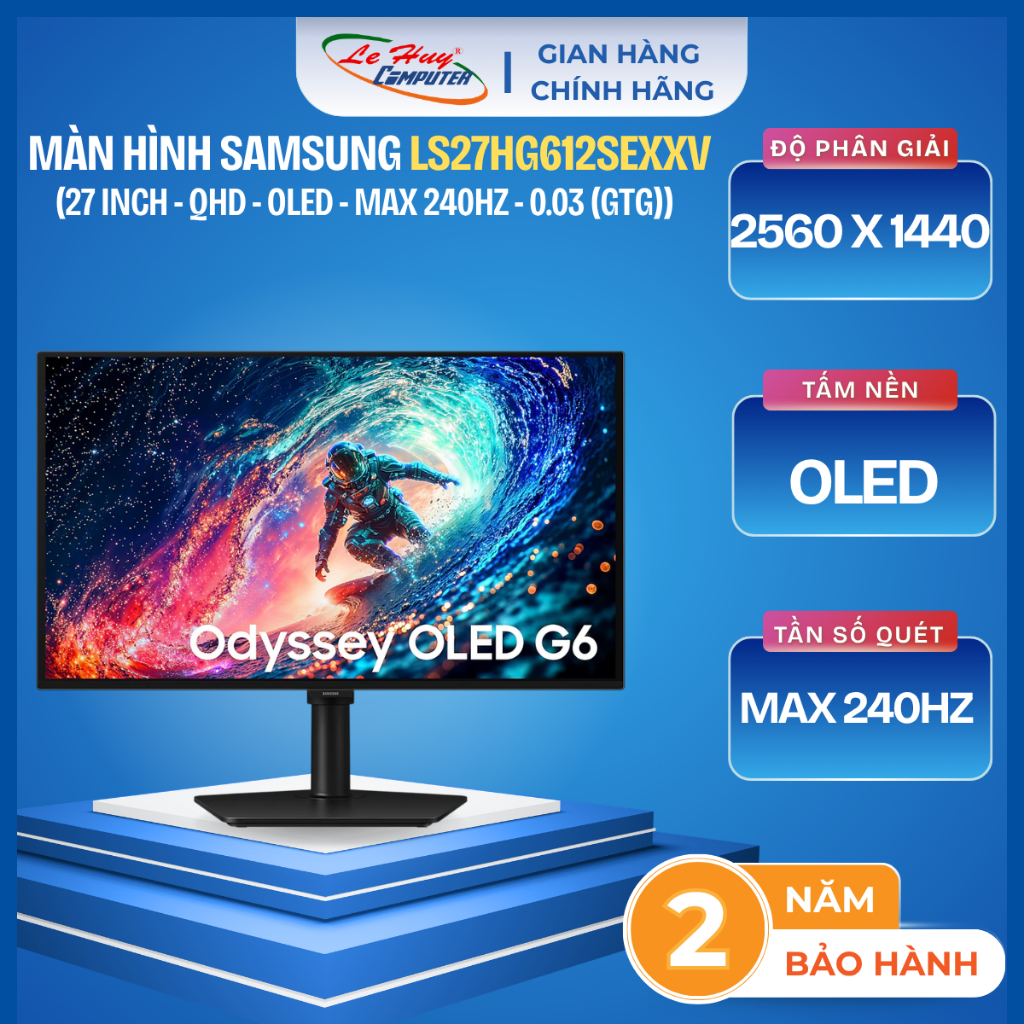 Màn Hình Máy Tính SAMSUNG OLED G6 G61SH LS27HG612SEXXV(27 Inch/ OLED/ QHD/ Max 240Hz)-Hàng Chính Hãn