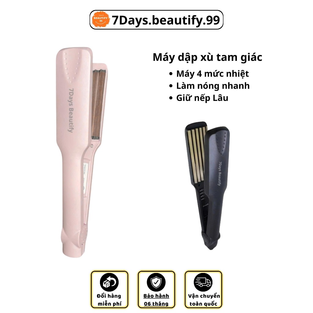 Máy Dập Xù - Bấm xù - Dập Phồng Chân Tóc Răng Ngang Bản To Cao Cấp 7Days.Beautify.99 4 Mức Nhiệt Tùy