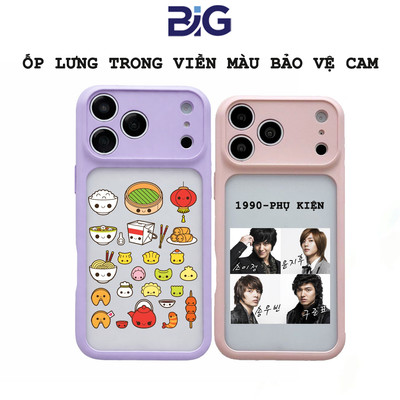 Ốp Lưng BIG Cute Viền Màu Pastel Chống Sốc, Bảo Vệ Camera Cho iP 12 Pro Max - 17 Pro Max