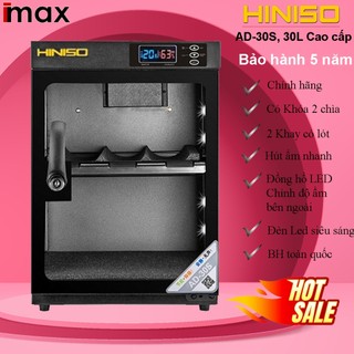 (BH 5 NĂM) Tủ chống ẩm 30S cao cấp HINISO AD-30S, có đèn led, đồng hồ điện tử