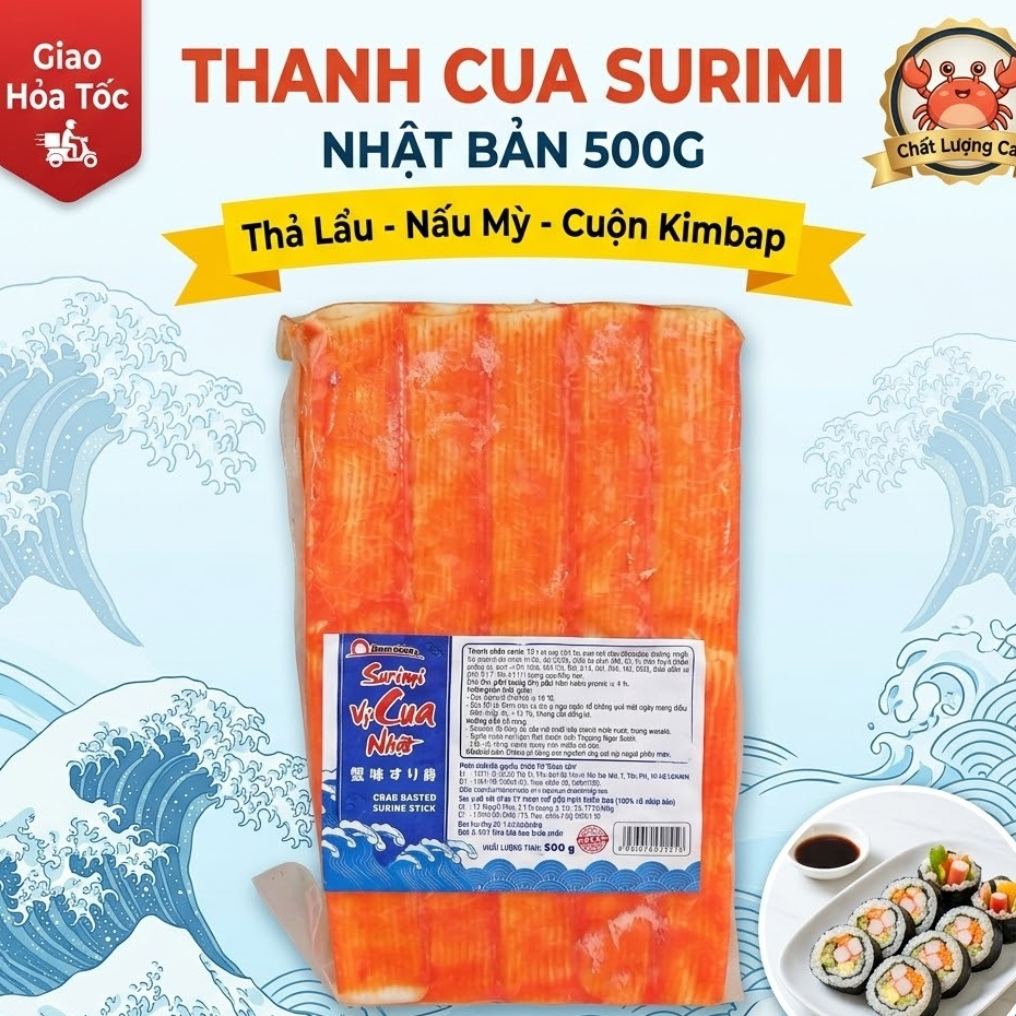 Thanh Cua Surimi Nhật Bản Mayumi [Gói 500g] - Crab Stick Thả Lẩu, Cuộn Kimbap, Nấu Mỳ, Pizza Thơm Ngon Hỏa Tốc