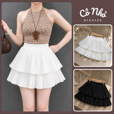 Chân Váy Xếp Ly Bigsize Nữ Dáng Mini Xếp Ly Hai Tầng Có Quần Bảo Hộ Vải Cotton Mềm Mịn CVDL