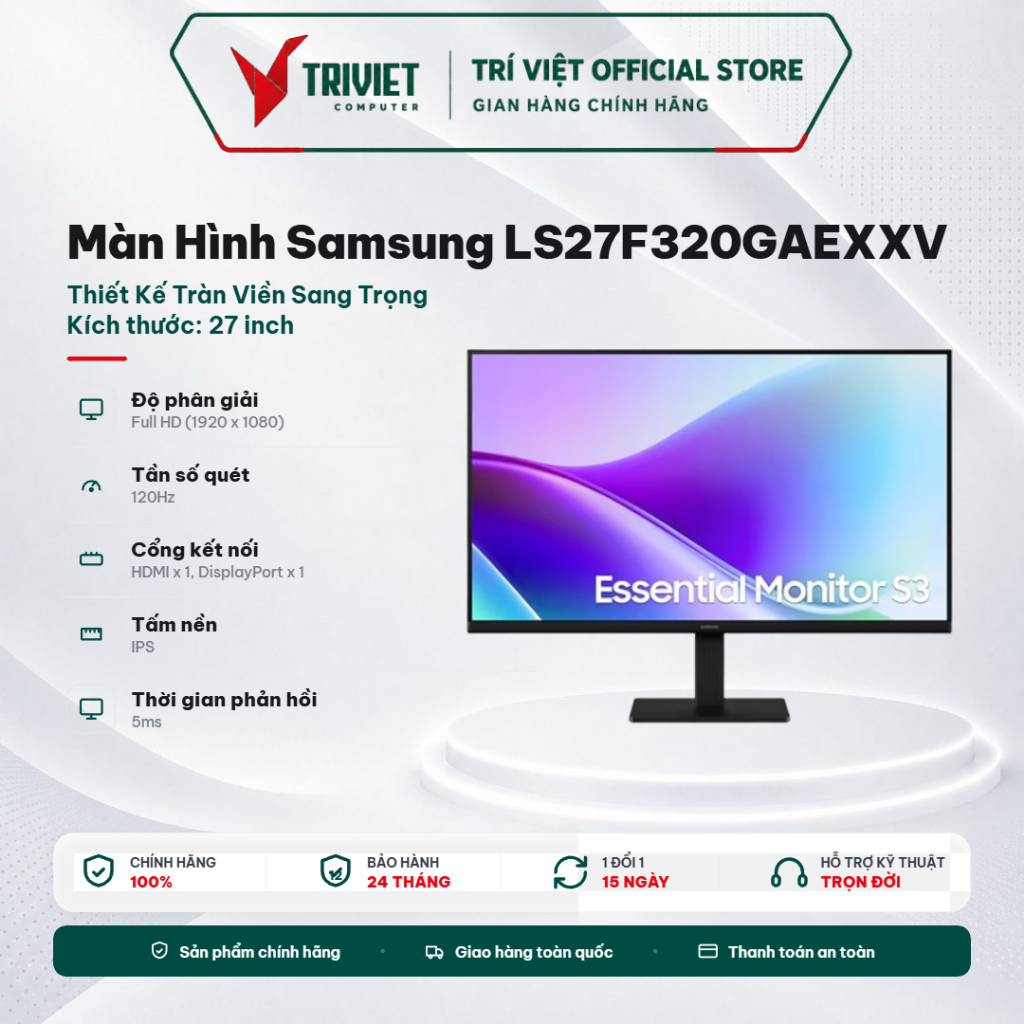 Màn Hình Samsung LS27F320GAEXXV (27Inch/ Full HD/ 5ms/ 120Hz/ 250cd/m2/ IPS) - Màn Hình Gaming & Văn