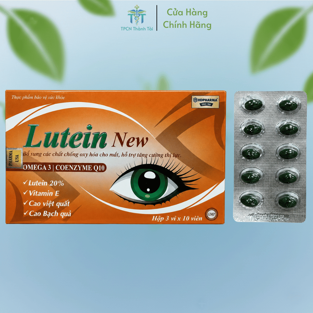 ( Cam ) Viên Uống LUTEIN NEW Bổ Sung Lutein, Cao Việt Quất Cải Thiện Thị Lực, Giảm Mỏi Mắt - Hộp 30 