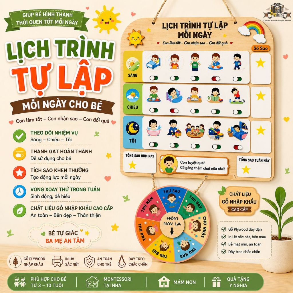 Bảng Lịch Trình Tự Lập Cho Bé 28x30cm — ảnh listing minh họa