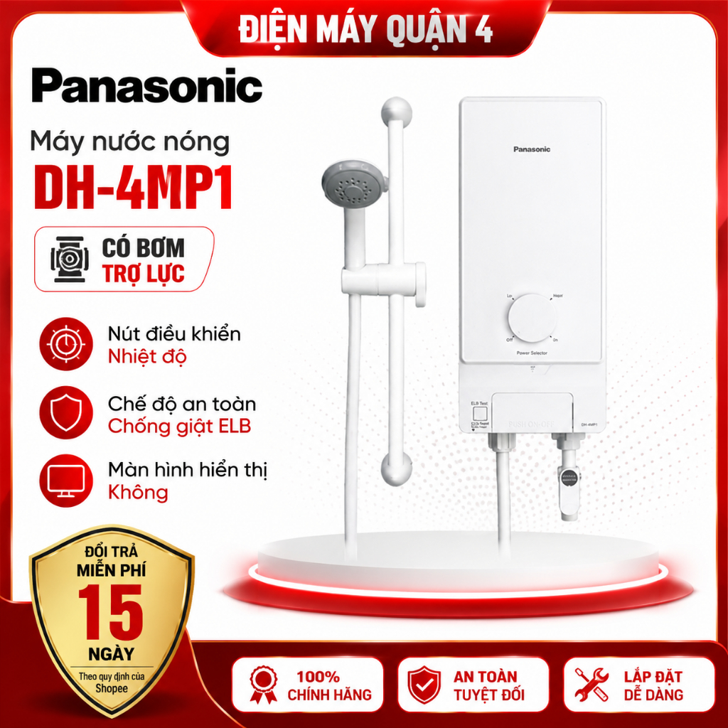 Máy Nước Nóng Trực Tiếp Panasonic Bơm Trợ Lực ELCB 4500W DH-4MP1