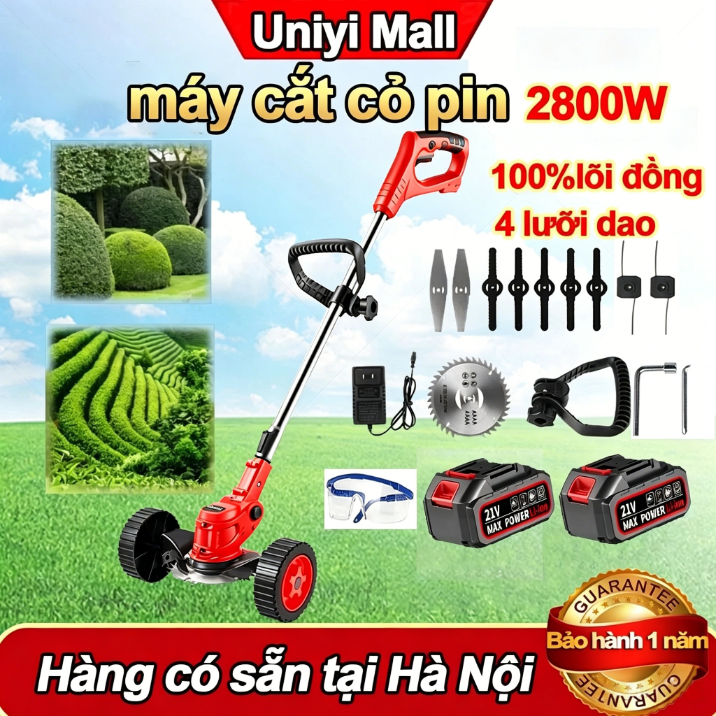 Máy cắt cỏ chạy pin MAKITA199V CÓ 8 LƯỠI CƯỚC ,máy cắt cỏ cầm tay mini, lõi đồng 100%, công suất 280