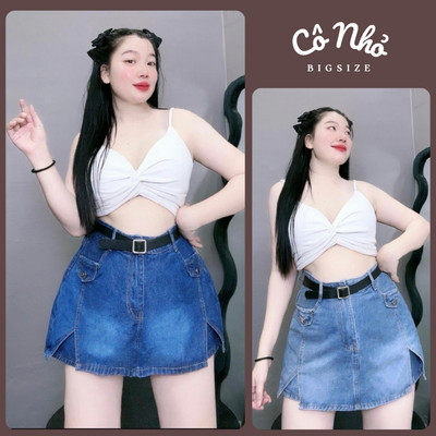 Quần Giả Váy Jeans Bigsize Nữ Dáng Váy Mini Ngắn Vải Jean Mềm Cạp Cao Tôn Dáng GV2/GV3