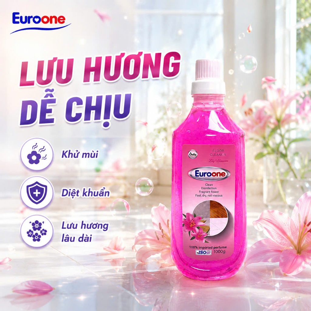 [EuroOne] Nước Lau Sàn Lily Blossom 1000g – EuroOne | Sạch Bóng, Khử Khuẩn, Hương Hoa Ly