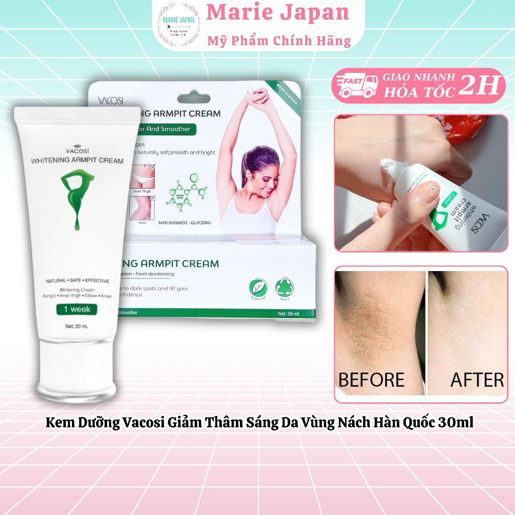 Kem Dưỡng Vacosi Giảm Thâm Sáng Da Vùng Nách Whitening Armpit Cream Tuýp 30ml