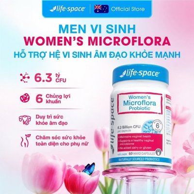 Life-Space Women's Microflora Probiotic, Men vi sinh phụ khoa, Cân bằng hệ vi sinh vùng kín, lọ 60 viên（EXP 4 2027）