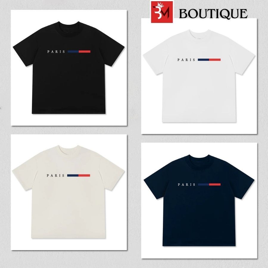Áo Phông Chữ Paris Cờ Pháp Form Unisex Nam Nữ Vải Cotton 250gsm Áo Thun Paris 583365