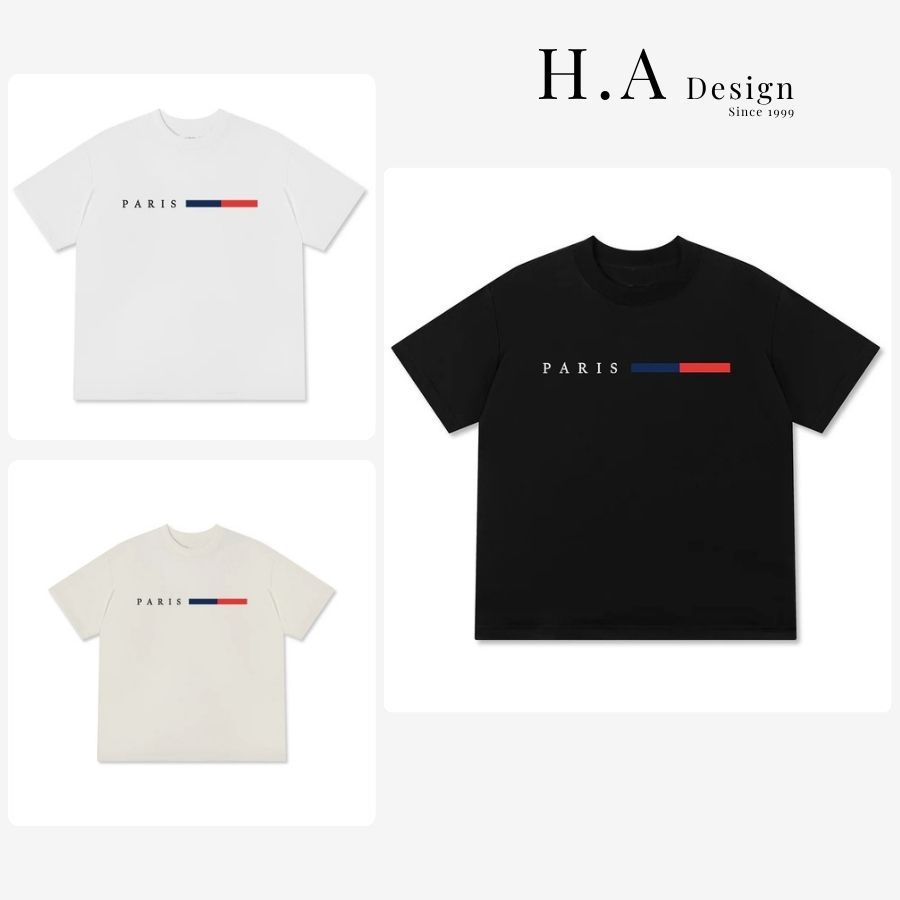 Áo Thun Paris City Logo Form Unisex Nam Nữ Vải Cotton 250GSM Áo Phông Paris City 583365