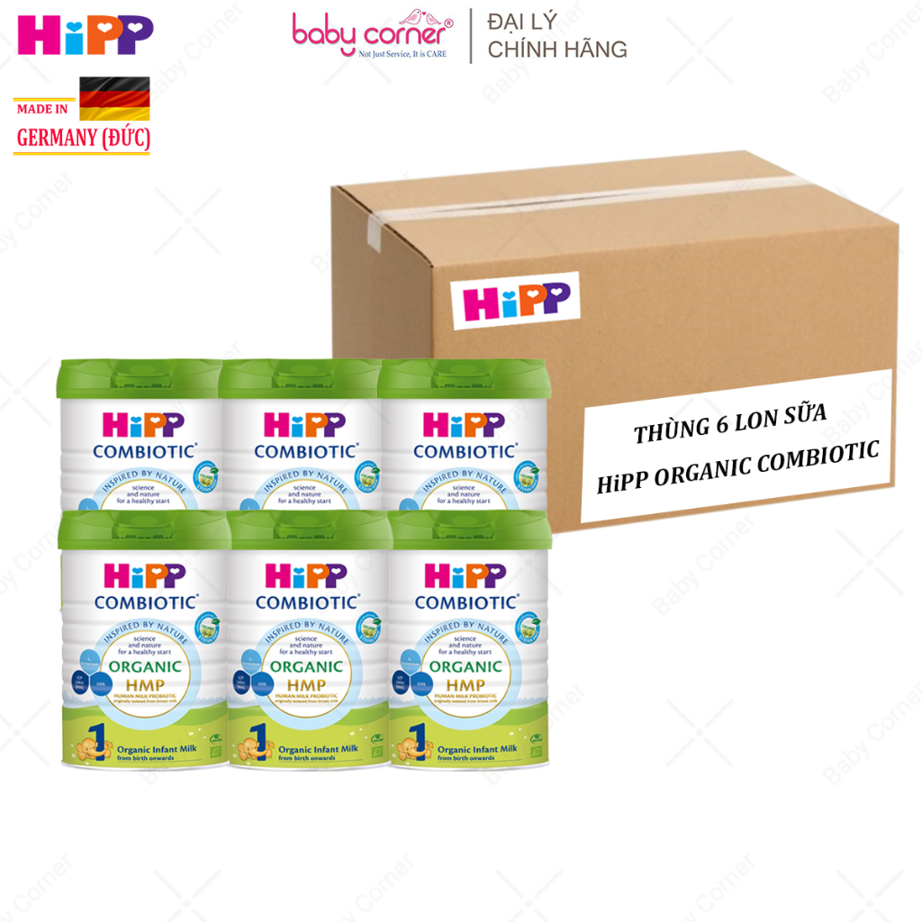 [HSD 2027] Thùng 6 Lon Sữa Bò HiPP Organic Combiotic 800g/ Sữa Dê HiPP Organic 400g Đủ Số