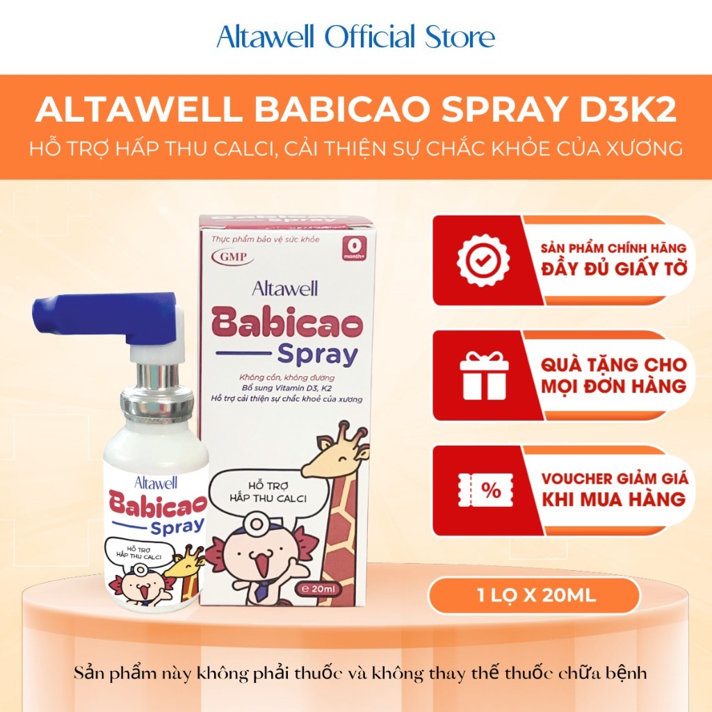 [QUÀ TẶNG KHÔNG BÁN] Altawell Babicao Spray -Xịt bổ sung D3K2 Babicao Spray