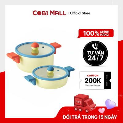 Nồi Hai Quai Neoflam Danish Cast Aluminum Casserole IH 18/20/24cm Kèm Nắp Kính Dùng Bếp Từ