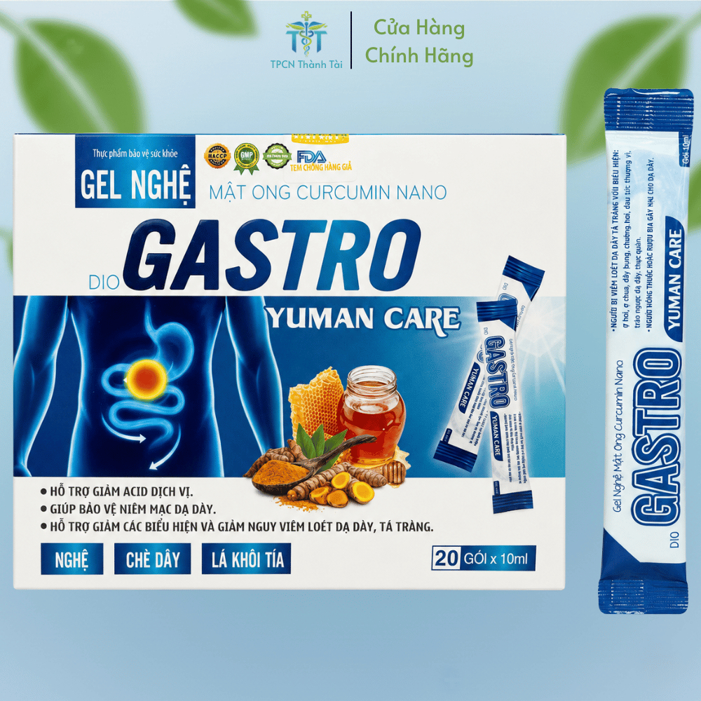 Tuýp Uống Gel Nghệ Mật Ong GASTRO Hỗ Trợ Giảm Acid Dịch Vị, Giúp Bảo Vệ Niêm Mạc Dạ Dày - Hộp 20 Gói