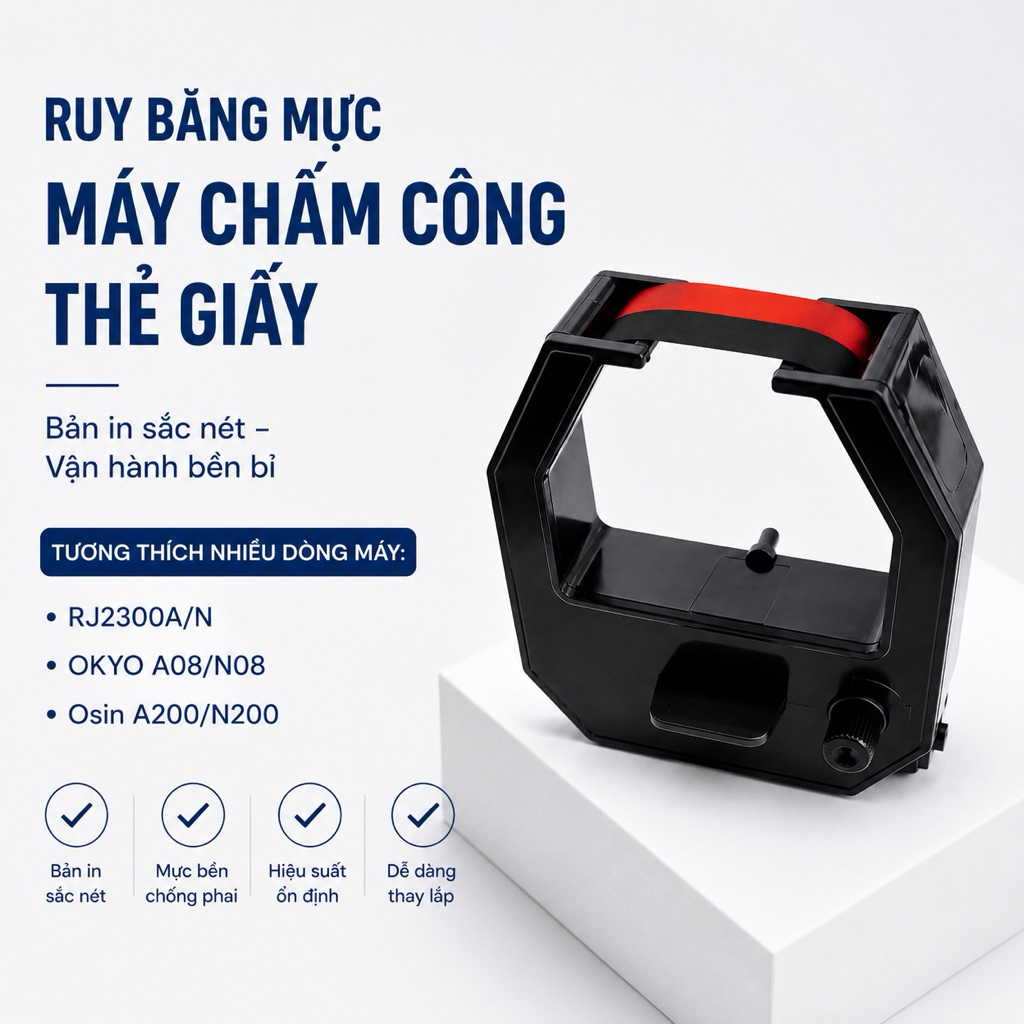 Ruy băng mực máy chấm công thẻ giấy