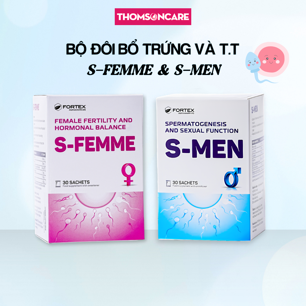 Bộ đôi hỗ trợ sinh sản S-Femme và S-Men cải thiện chất lượng trứng, TT, tăng khả năng thụ thai