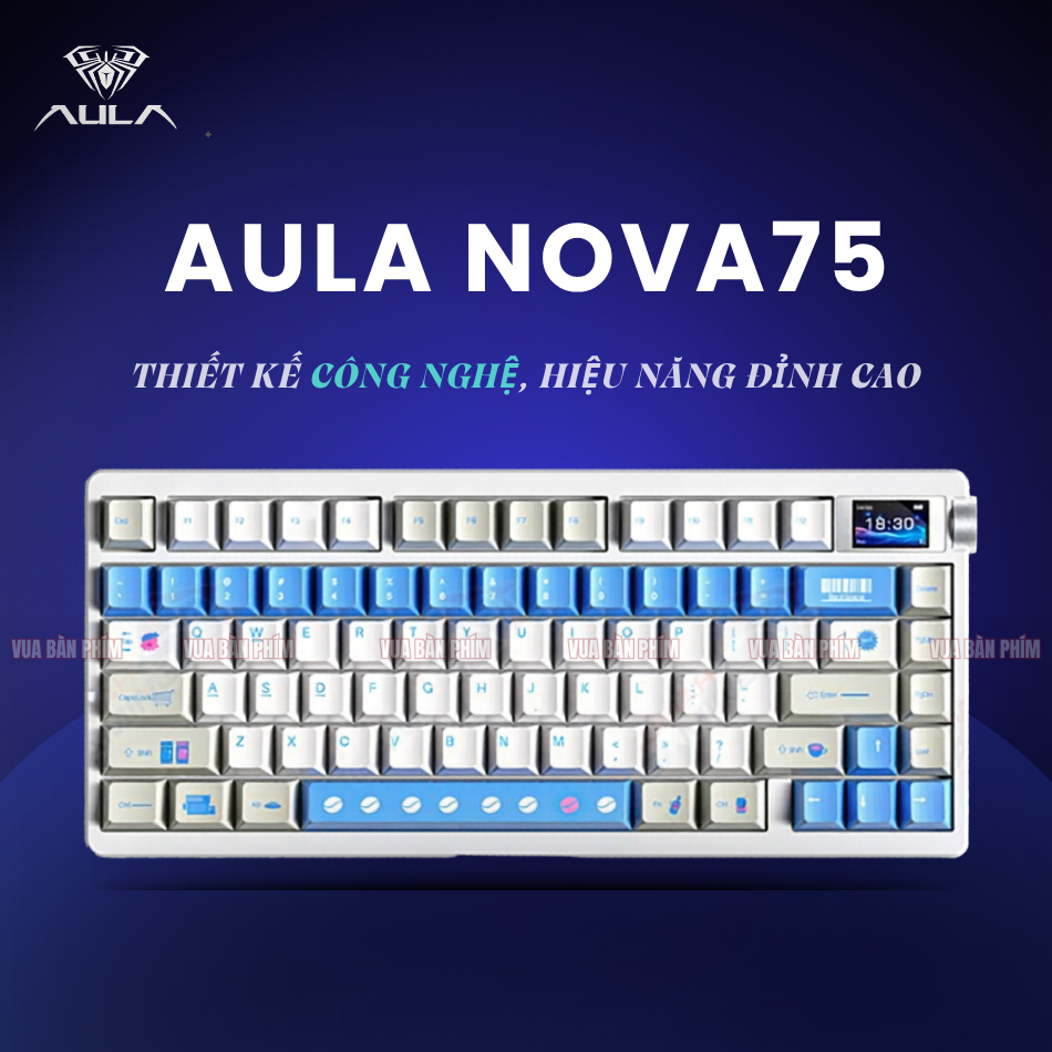Bàn phím cơ không dây aula Nova 75 mạch xuôi  ,3 mode , màn hình tft , led rgb, hostswap, gasket mount, full foam | BigBuy360 - bigbuy360.vn