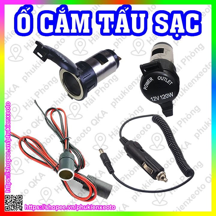 Ổ Cắm Đầu Tẩu Sạc 12V Đuôi Cái Trên Ô Tô, Xe Máy