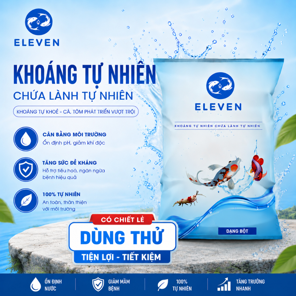 Khoáng Eleven Natural Mineral & Liquamin - Khoáng tự nhiên cho cá tép cảnh, giảm độc tố, khỏe mạnh