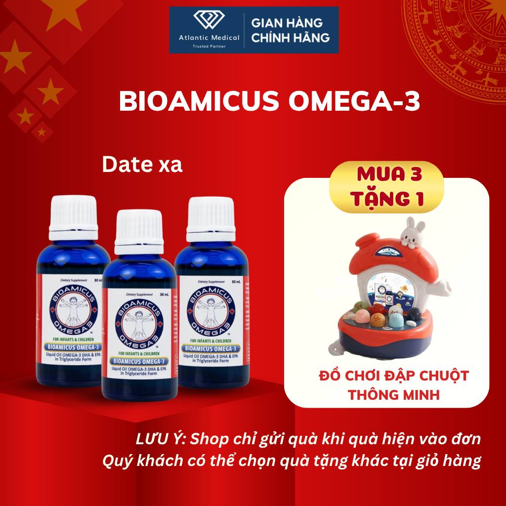 [Combo Quà Hời] BioAmicus OMEGA 3 Bổ Sung DHA Giúp Bé Thông Minh, Sáng Mắt, Vị Thơm Ngon Không Tanh 